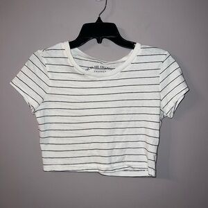 White and black striped the OG collection crop 90 slim Kate tee Aeropostale S